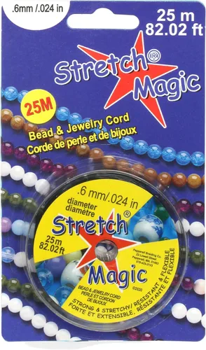 Miniatura 8 de Cordón elástico para cuentas Stretch Magic – Color negro, 0.6mm de diámetro, 25 metros (82 pies) - Fácil de anudar, cuerda fuerte y elástica