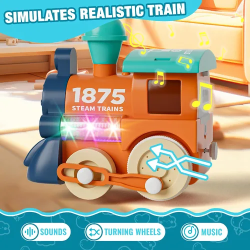 Miniatura 3 de MORECOLL Juego de Tren Eléctrico para Niños Pequeños y Niños con Música, Luces y Vías - Primer Tren Choo Choo, Conexión Magnética, Regalos