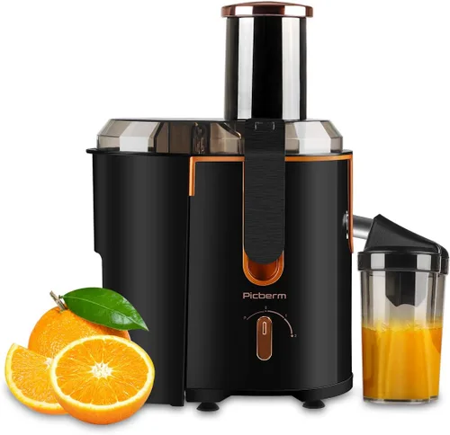Exprimidor extractor picberm Exprimidor de boca ancha, exprimidor centrífugo de 3 velocidades para frutas y verduras, potente exprimidor con función
