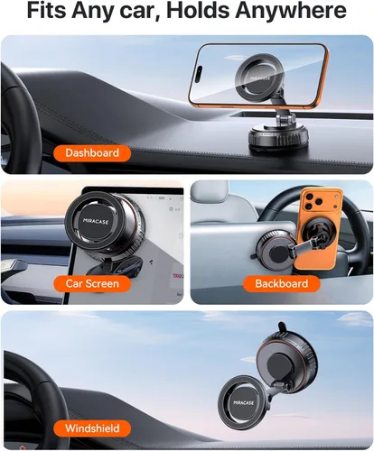 Miniatura 11 de Miracase Soporte de coche MagSafe [imán fuerte de 3600 gf y base de succión de 89 + libras] Soportes magnéticos de teléfono al vacío para tu