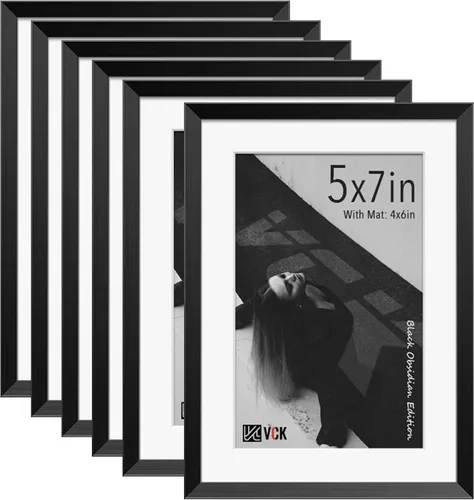Miniatura 70 de VCK Marco de Fotos de 5 x 7 Pulgadas Negro, Marco de Poster de Aluminio de Alta Calidad con Vidrio Templado, Para Mostrar Fotos de 4 x 6