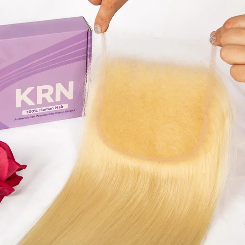 Miniatura 11 de KRN 5x5 HD Cierre de encaje, 0.1mm Ultra-delgado Invisible Cierre de encaje HD Pequeño Nudo Único Pre-arrancado con Cabello de Bebé 12A Grado