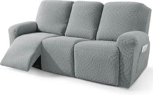 Miniatura 19 de ZNSAYOTX 2026 Funda elástica para sillón reclinable de 3 piezas (61 cm-94 cm) Fundas súper suaves para silla reclinable con bolsillo grande y lazos