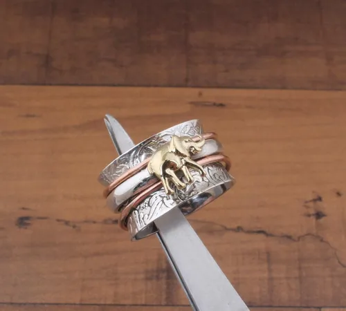 Miniatura 37 de Boho Spinner Ring, Mothers Day Gift, Silver 925 Women Ring, Sterling Silver 925 Ring, Fidget Spinner Ring,Women Silver Anxiety Ring
