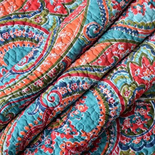 Miniatura 4 de NEWLAKE - Manta acolchada para cama, sofá y sillón, diseño floral europeo hermoso, 60X78 Pulgadas Naranja/Azul