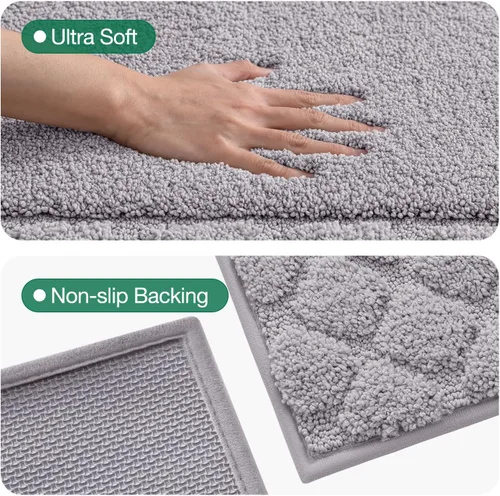 Miniatura 6 de LUMI Tapetes de baño, ultra suaves y absorbentes, para ducha, antideslizantes, lavables, con respaldo de goma, tapete de felpa de microfibra