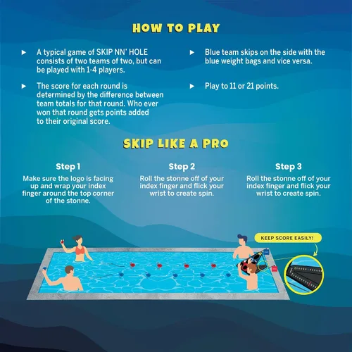 Miniatura 9 de SKIP NN' HOLE Stonne Skipping Meets Pool Cornhole Game - para todas las edades