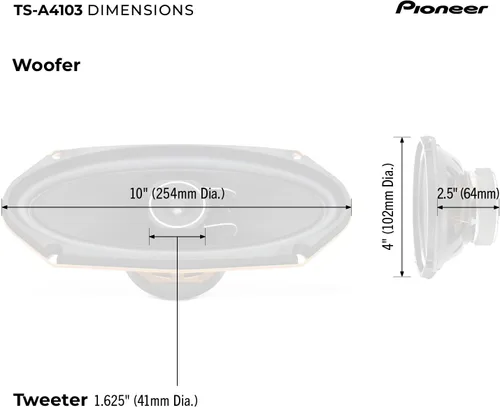 Miniatura 6 de Pioneer TS-A4103 4 x 10 Altavoces de coche de 2 vías (par)