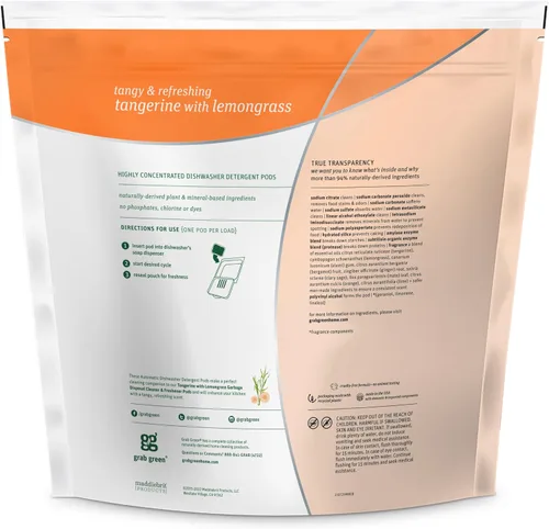 Miniatura 2 de Grab Green Cápsulas de detergente automático para lavavajillas, 132 unidades, aroma a hierba de limón mandarina, a base de plantas y minerales