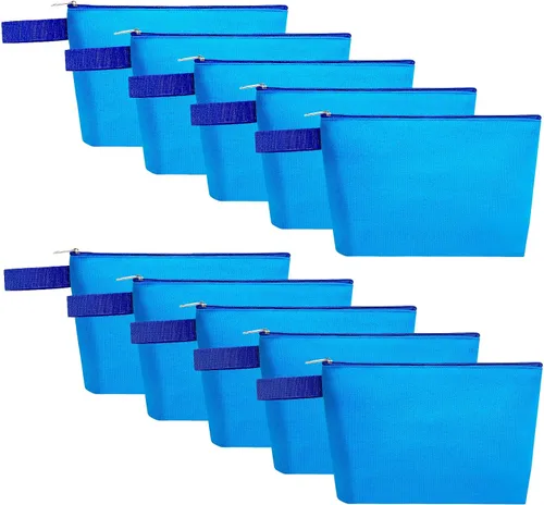 Miniatura 19 de 10 bolsas de maquillaje de lona de algodón con parte inferior y correa, bolsa de cosméticos multiusos con cremallera, bolsa de aseo de viaje, bolsa