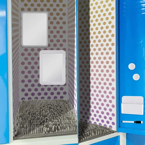 Miniatura 4 de Chunful Kit de accesorios para casillero, papel tapiz magnético, alfombra cuadrada, espejo magnético, pizarra blanca con marcador de borrado