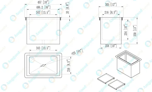Miniatura 2 de AmGood Cubo de hielo desplegable de acero inoxidable de 18 pulgadas x 12 pulgadas con tapa deslizante