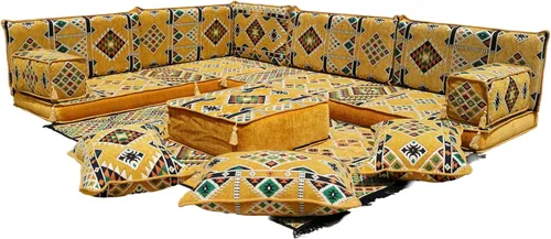 Miniatura 22 de arabicsofa Juego de sofás árabes tradicionales en forma de L - Sofás seccionales marroquíes - Asientos Majlis orientales para sala de estar