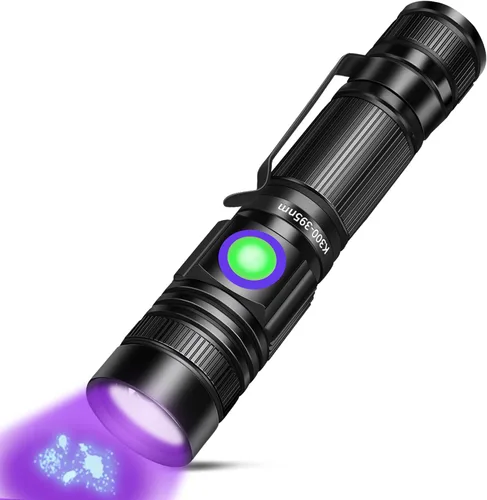 Linterna de luz negra UV, mini lámpara de madera portátil USB - C recargable luz negra 395nm potente LED de mano linterna ultravioleta focalizable,