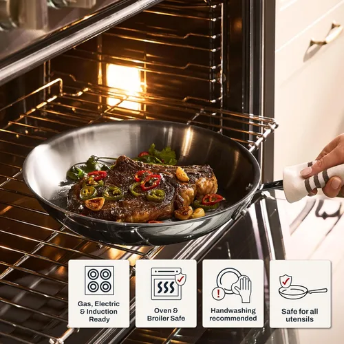 Miniatura 7 de All-Clad D3® - Juego de sartenes de acero inoxidable de 5 piezas, fabricado en Estados Unidos, incluye sartenes de 8, 10 y 12 pulgadas con tapa