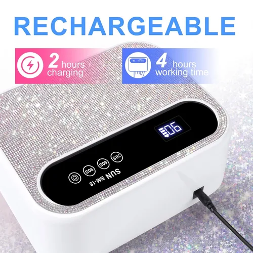 Miniatura 6 de Lámpara LED de uñas, luz de uñas de gel de 126 W, lámpara profesional recargable, 42 cuentas LED UV duraderas, sensor automático, secado rápido