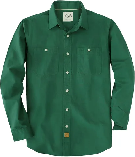 Miniatura 6 de Dubinik® Chambray - Camisa de trabajo de algodón de manga larga para hombre, con 2 bolsillos, casual, con botones
