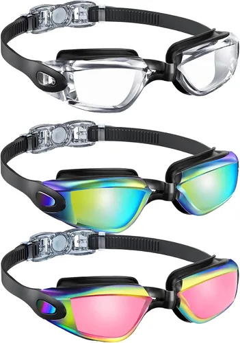 Kids Goggles Age 4-16, Kids Swimming Goggles Anti-UV Anti-Fog No Leaking, 3 Pack Swim Goggles for Boys Girls Youth
