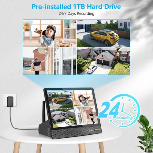 Miniatura 2 de Grabadora NVR inalámbrica de 10 canales solo con monitor IPS de 10 pulgadas, WiFi de doble banda de 5 MP 2.4G/5.8G, compatible con cámaras