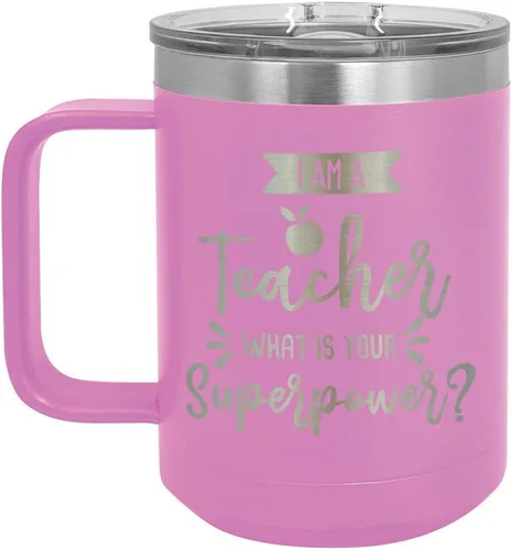Miniatura 8 de I AM A TEACHER WHAT IS YOUR SUPERPOWER Taza de café roja de 15 oz con tapa deslizante Taza de café de viaje aislada Ideas de regalos de Rojo