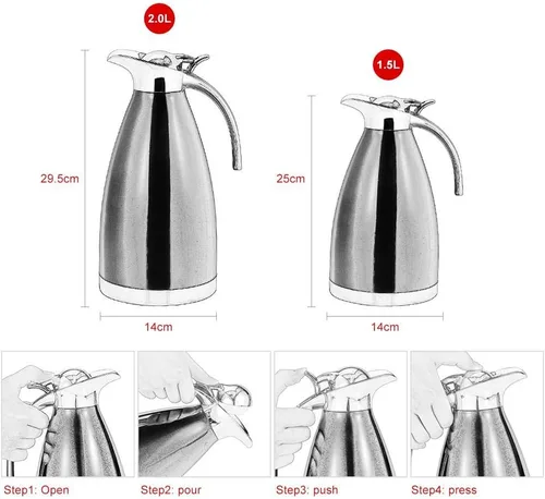 Miniatura 5 de Hervidor de té para estufa, acero inoxidable de doble pared de 2.5 cuartos de galón, tetera silbante con mango ergonómico, frasco de café aislado