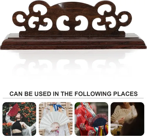 Miniatura 9 de FOMIYES Elegante soporte de exhibición de ventilador de mano de madera, soporte decorativo para ventilador de oficina en casa, galería y eventos