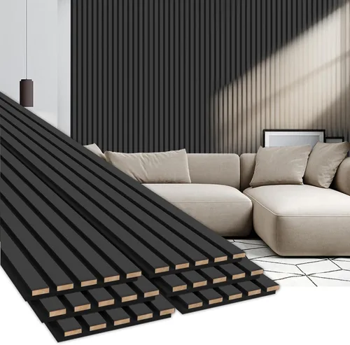 Miniatura 12 de EVERECO Paquete de 6 paneles acústicos de pared con listones de madera de 92.5 x 7.87 pulgadas, paneles de pared 3D absorbentes de sonido