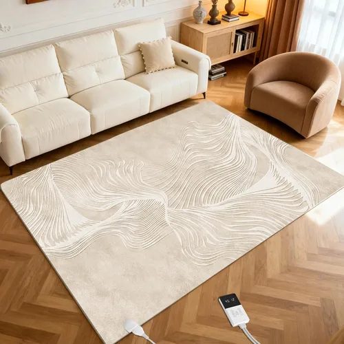 Alfombra térmica eléctrica de 4.6 x 6.6 pies, alfombra de felpa suave con temporizador, calentamiento rápido para oficina, sala de estar, comedor,