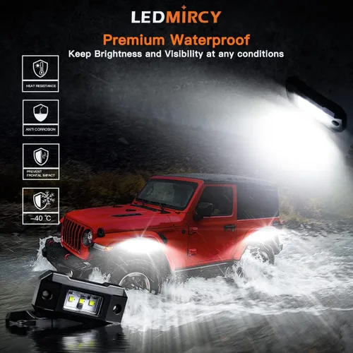 Miniatura 3 de LEDMIRCY Luces LED de roca blancas R4 12 piezas para camiones todoterreno, UTV, SUV, RZR, ATV, underglow, equipo de sendero de alta potencia, blanco