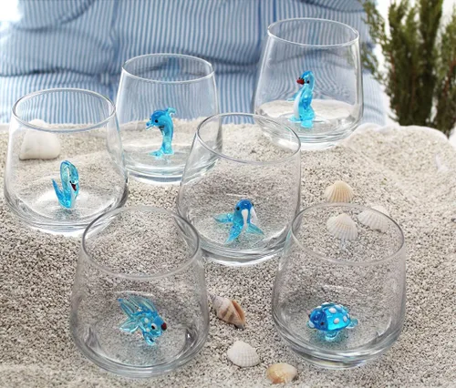 Miniatura 2 de Vaso de Vidrio 3D para Beber con Linda Figurita de Animal Adentro, Figura de Foca de Vidrio Soplado a Mano Dentro de la Taza, Vaso sin Pie