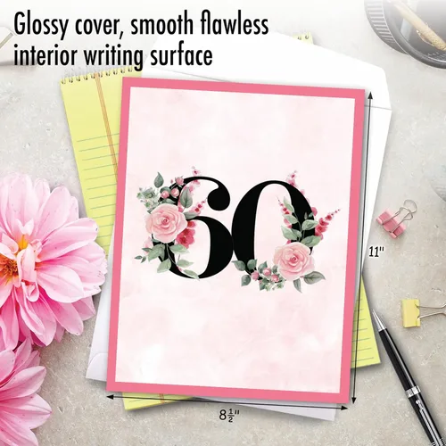 Miniatura 3 de NobleWorks Tarjeta de felicitación de aniversario del 60º hito jumbo de 8.5 x 11 pulgadas con sobre para hombres, mujeres (1 unidad) Floral Couple