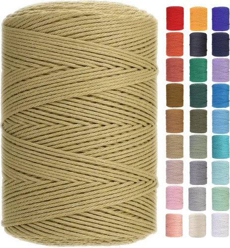 Miniatura 85 de Cuerda de macramé 4 mm x 328 yardas Natural Cuerda de algodón para macramé Cuerda de macramé colorida Cordón de algodón suave Suministros de macramé