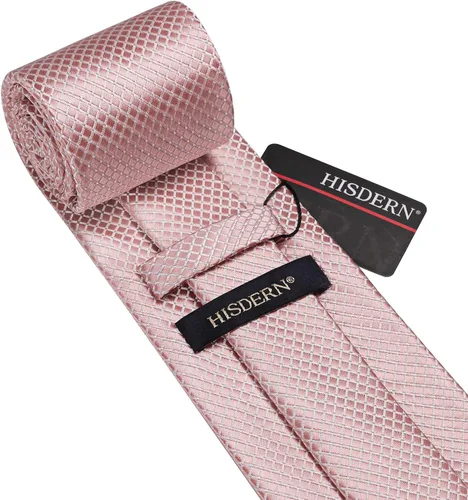 Miniatura 253 de HISDERN Conjunto de corbata a cuadros a cuadros pañuelo tejido clásico formal para hombre corbata y bolsillo cuadrado