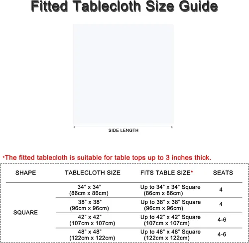 Miniatura 6 de Mantel ajustado blanco con elástico para mesas plegables de 48x48 pulgadas, manteles lavables y elásticos de elastano para mesas de cartas, manteles