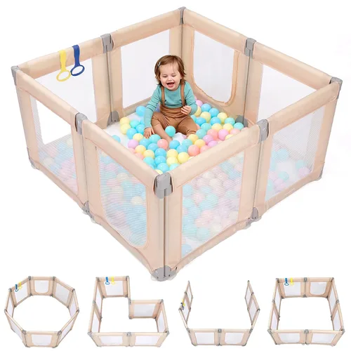 Miniatura 28 de Dripex Corralito para bebés, corralito pequeño de 47×47 pulgadas para bebés, corralito de juegos para bebés con mayor seguridad