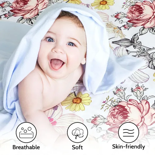 Miniatura 5 de Sábanas de cuna para niña y niño, sábana bajera ajustable para colchones estándar de cuna y de niño pequeño, ultra suaves y transpirables, sábanas