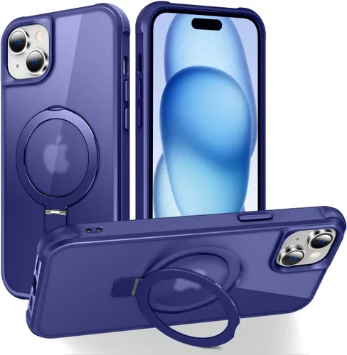 Miniatura 72 de CHAOFEnG Funda magnética compatible con iPhone 11 con soporte, prueba de caídas de grado militar, compatible con imán, anillo translúcido, parte