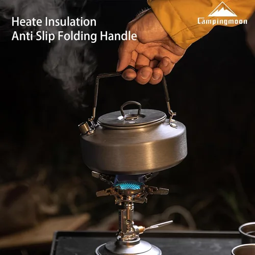 Miniatura 4 de Campingmoon - Hervidor de té portátil para campamento, café, tetera, caldera de agua de aluminio ligera para mochileros, picnic, pesca, 0.8 L