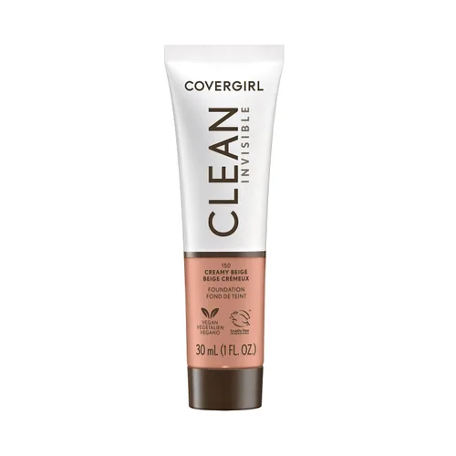 Miniatura 33 de COVERGIRL Maquillaje de base invisible limpio, acabado natural rocío y brillante, cobertura para construir, aspecto suave como la piel, vegano