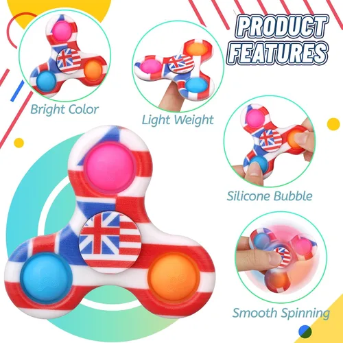 Miniatura 3 de Paquete de 12 juguetes giratorios para rellenar calcetines de Navidad, para niños y niñas, juguetes giratorios sensoriales para apretar burbujas