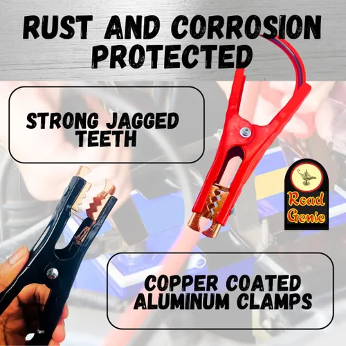 Miniatura 5 de Cable de refuerzo de calibre 6 de 16 pies Abrazaderas codificadas por colores Chapado en cobre de 400 amperios Sin enredos Bolsa