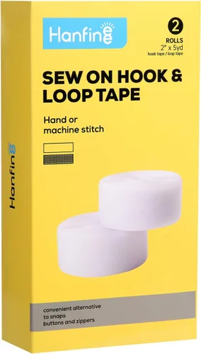 Cinta de velcro para coser de 2 pulgadas de ancho, cinta de nailon no adhesiva para coser manualidades, ropa, zapatos (blanco, 5 yardas)