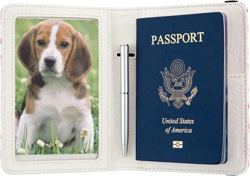 Miniatura 5 de Soporte para pasaporte para mujer, cartera de viaje con bloqueo RFID, funda de cuero para tarjetas, organizador de documentos de viaje, tarjetero