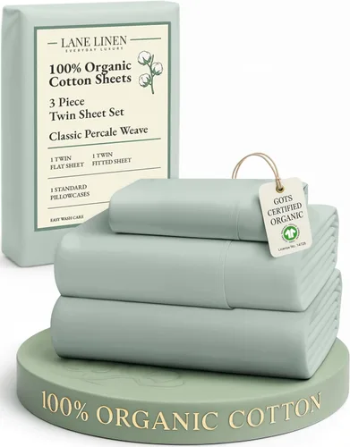 Miniatura 43 de LANE LINEN Sábanas 100% algodón orgánico para cama tamaño King, sábanas de percal suave, transpirables, de lujo, estilo hotelero, lavables a 09
