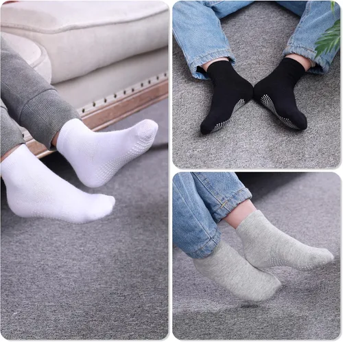 Miniatura 7 de Tenpluszero Calcetines de algodón antideslizantes para niños pequeños, calcetines de algodón con agarres para bebés, niños y niñas