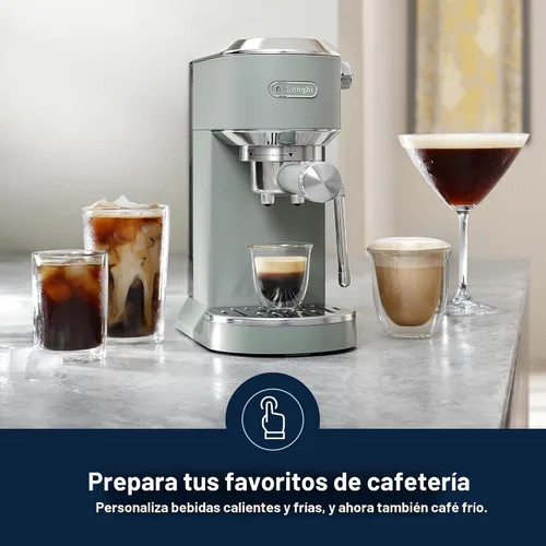 Miniatura 2 de De'Longhi Dedica Duo - Máquina de Espresso Compacta - Cafetera de Preparación en Frío con Varilla Espumadora de Leche - para Espresso, Café Caliente