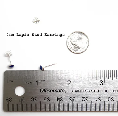 Miniatura 32 de Aretes de tuerca con piedras preciosas para mujeres y niñas, bisel redondo de 0.157 in de plata esterlina 925