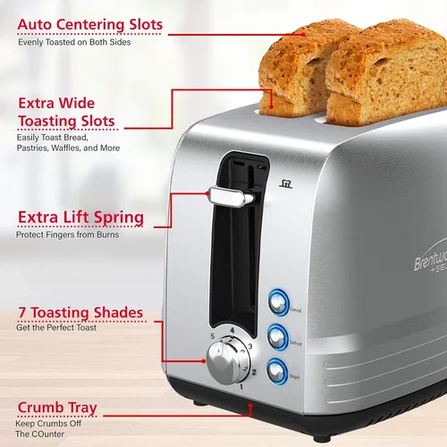Miniatura 6 de Brentwood Electrodomésticos TS-227S Tostadora, cocina residencial, Plata