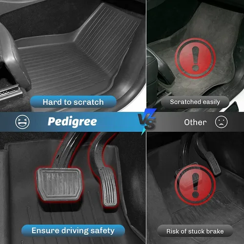 Miniatura 6 de Pedigree 2025-2026 3D TPE para todo tipo de clima Alfombrillas nuevas para Tesla Model Y Juniper - Juego personalizado de 6 piezas con forro