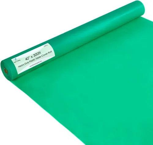 Miniatura 146 de Rollo de plástico para cubierta de mesa color verde manzana, 40 pulgadas x 100 pies, rollo de plástico resistente para cubierta de mesa de banquetes